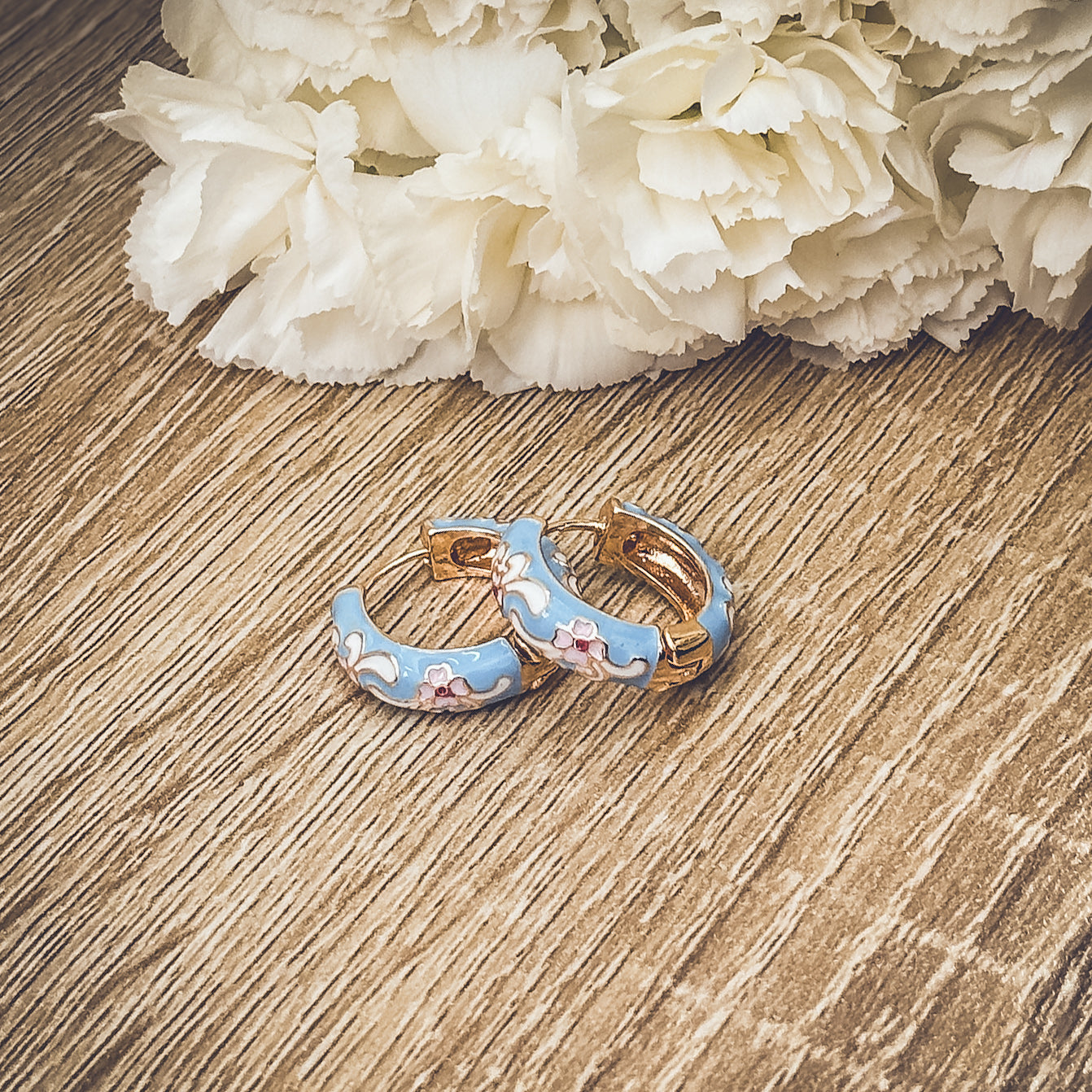 Beautiful Small Pastel Blue Hoop Earrings
