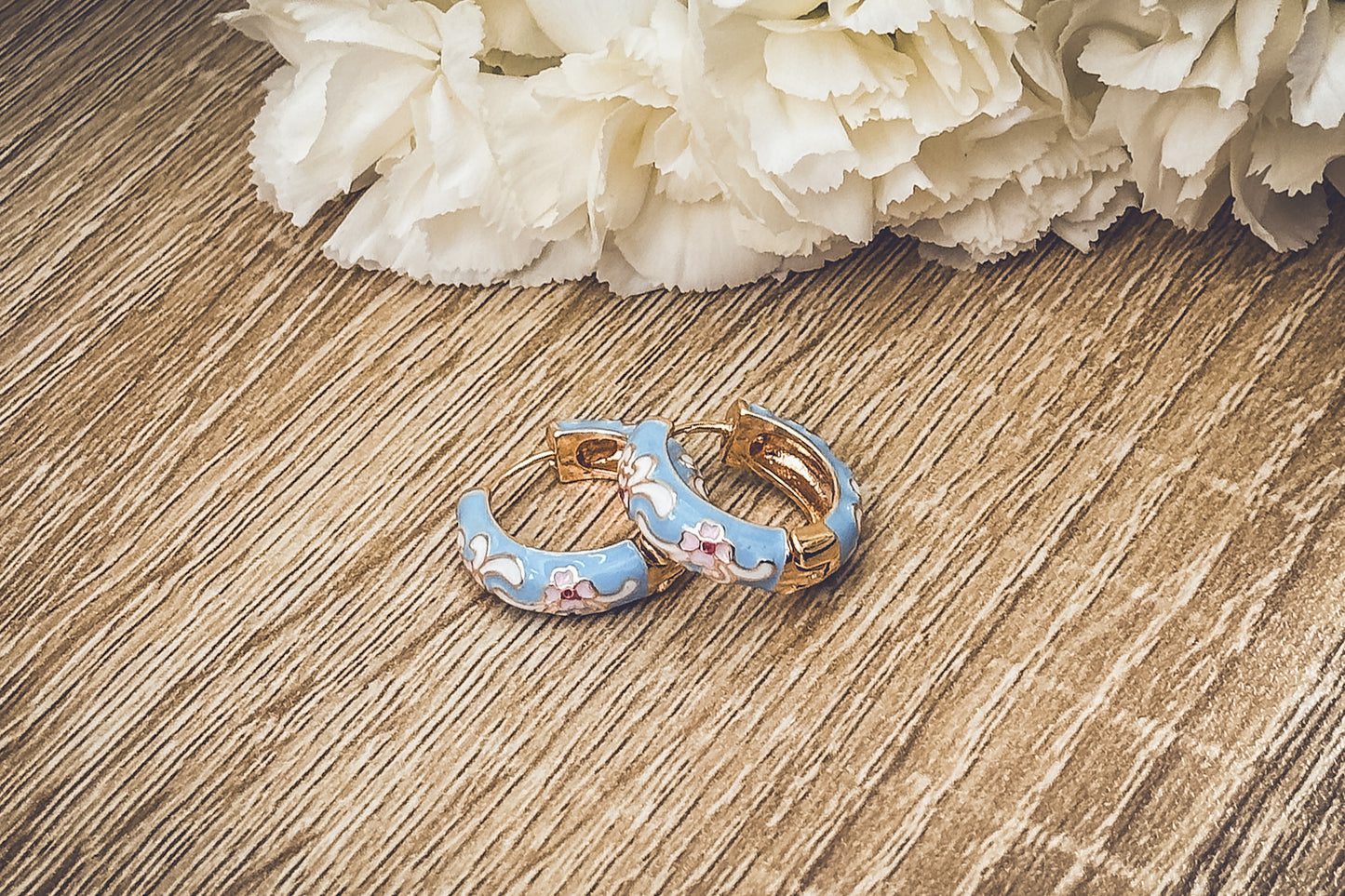 Beautiful Small Pastel Blue Hoop Earrings