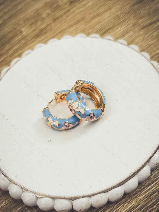 Beautiful Small Pastel Blue Hoop Earrings