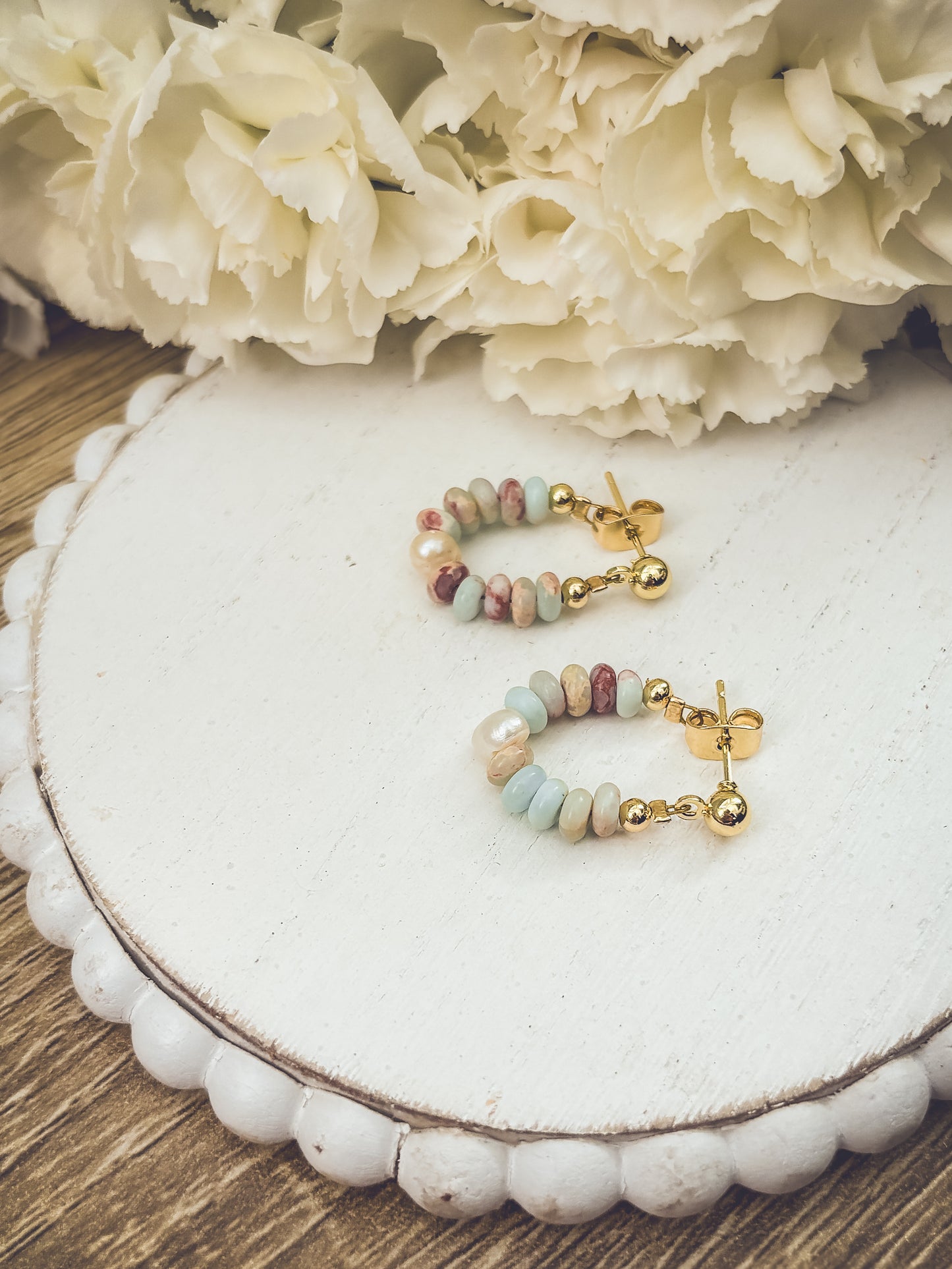 Beautiful Stone Huggie Earrings