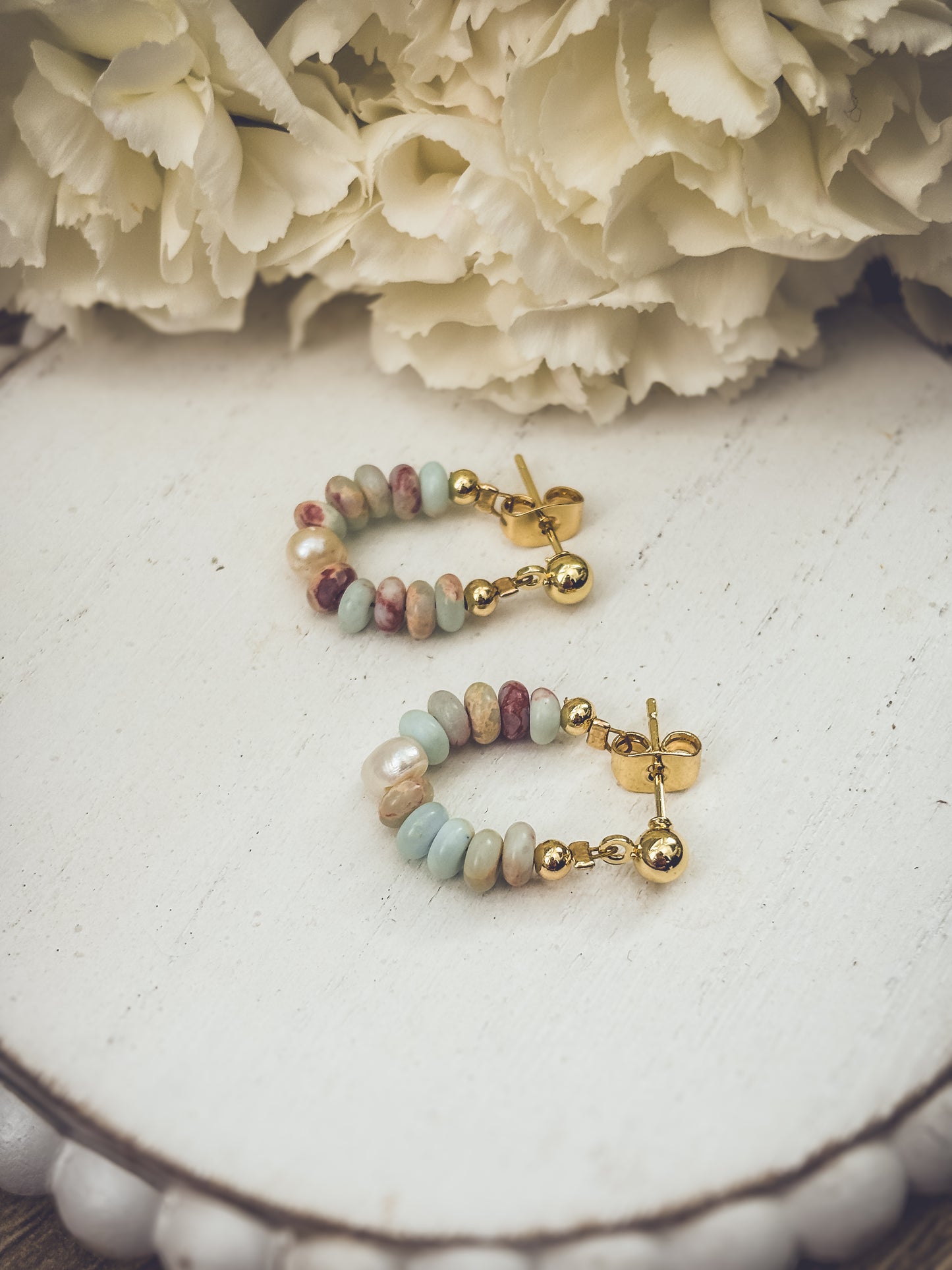Beautiful Stone Huggie Earrings