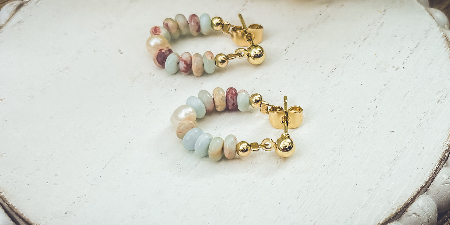 Beautiful Stone Huggie Earrings