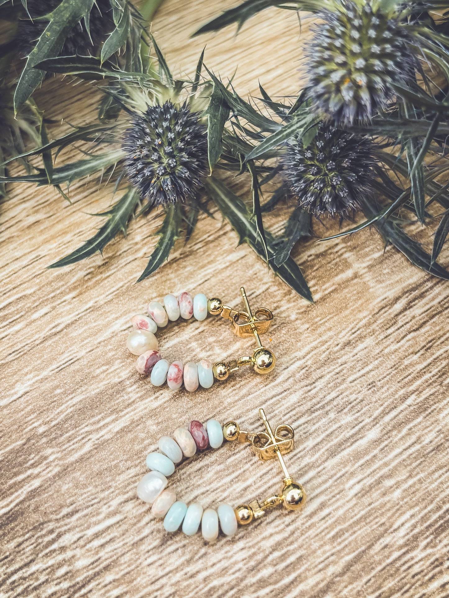 Beautiful Stone Huggie Earrings