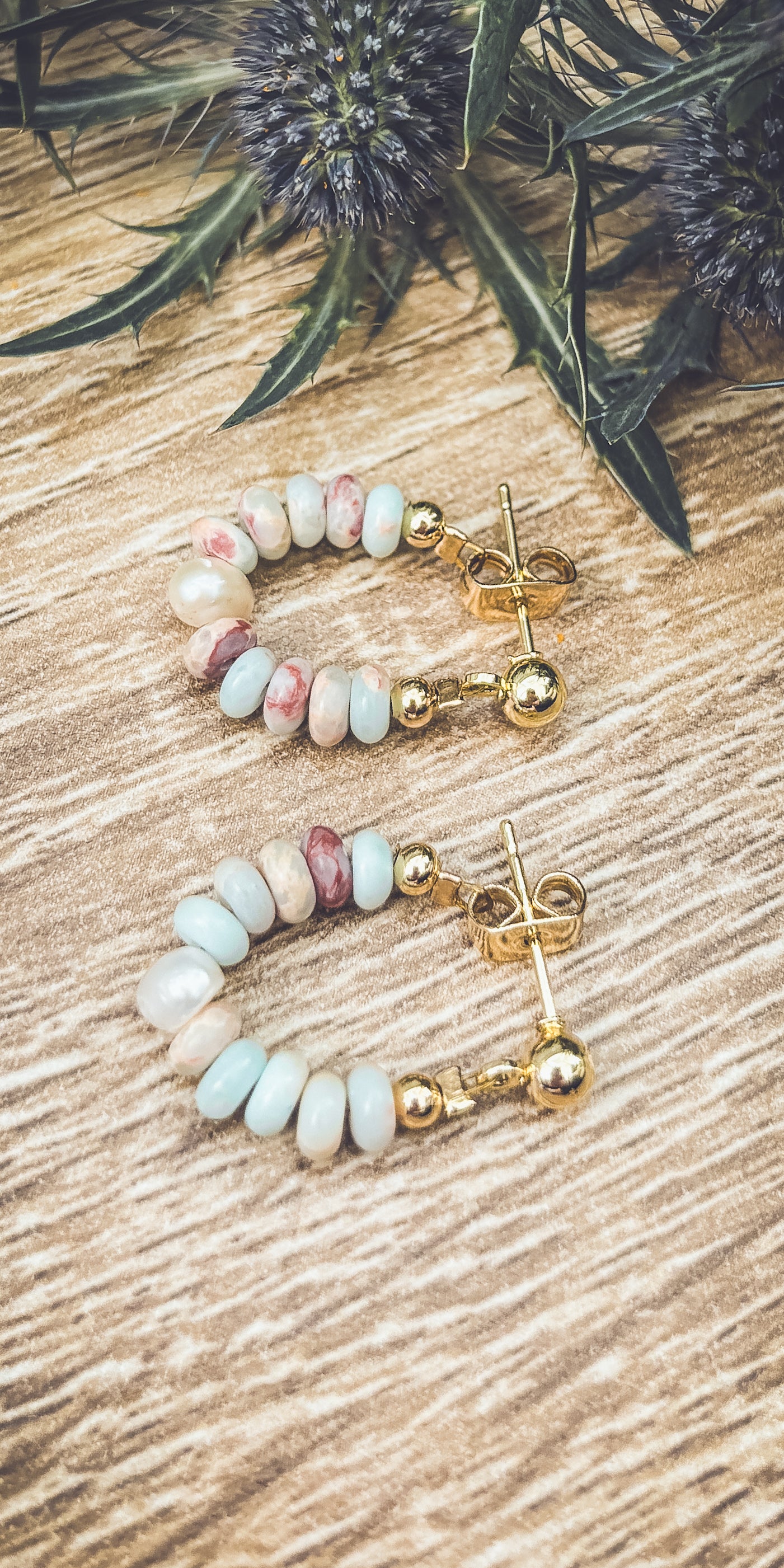 Beautiful Stone Huggie Earrings