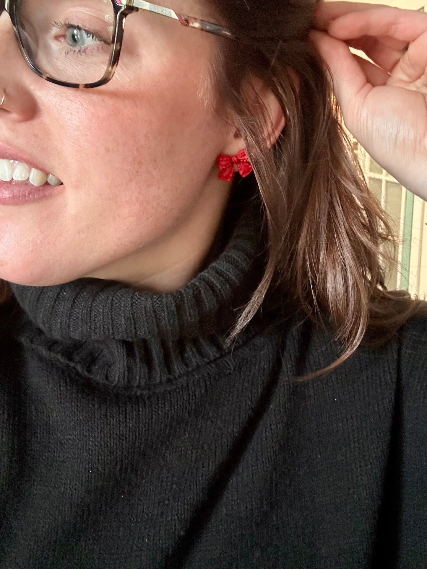 Beautiful Red Bow Earrings