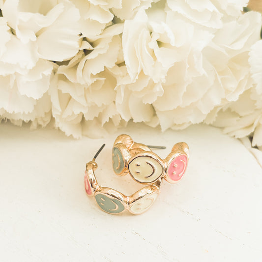 Adorable Smiley Face Hoop Earrings