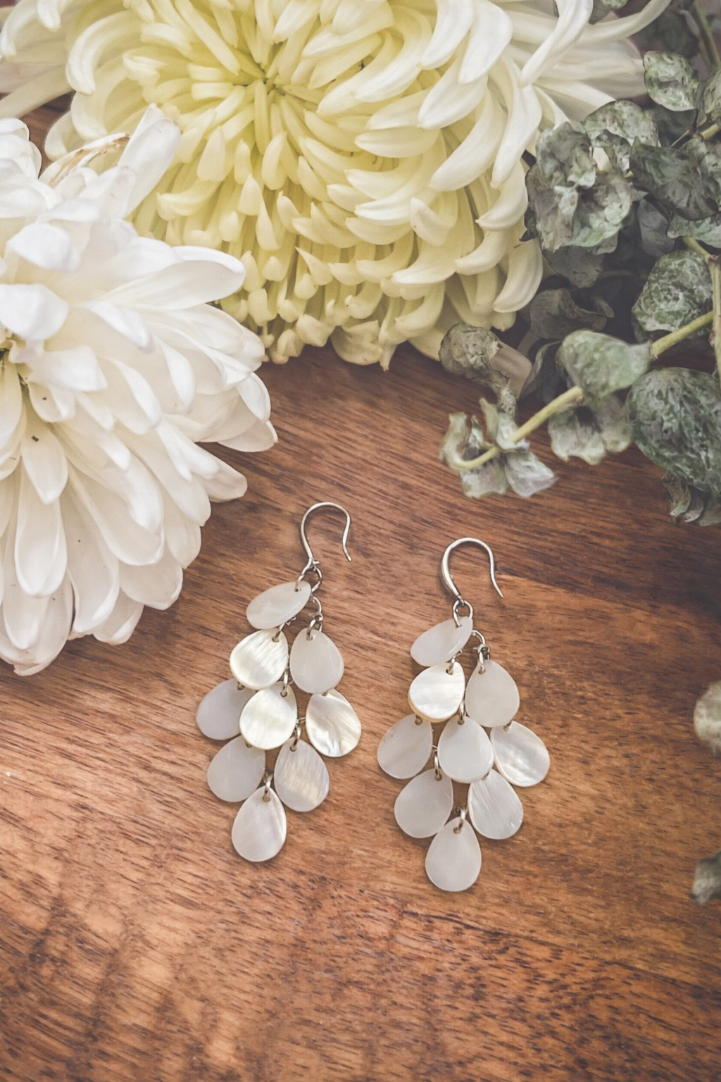 Beautiful White Shell Drop Earrings