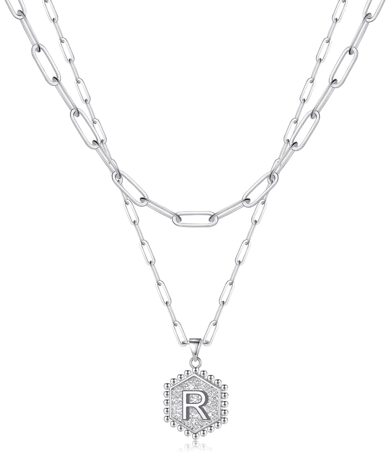 Beautiful Silver Layered Initial Necklaces (A-Z)