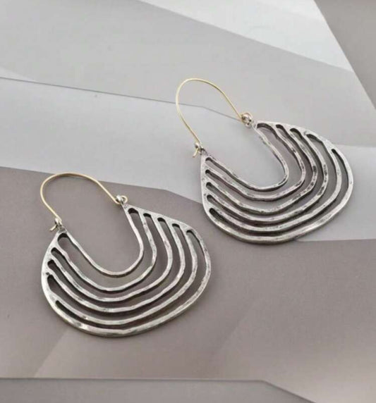 Beautiful Geometric Silver Drop Earrings