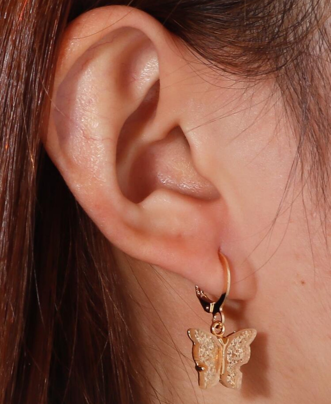 Beautiful Glitter Butterfly Huggie Earrings