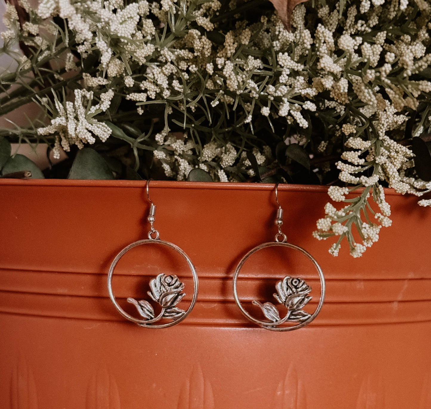 Beautiful Rustic Rose Earrings
