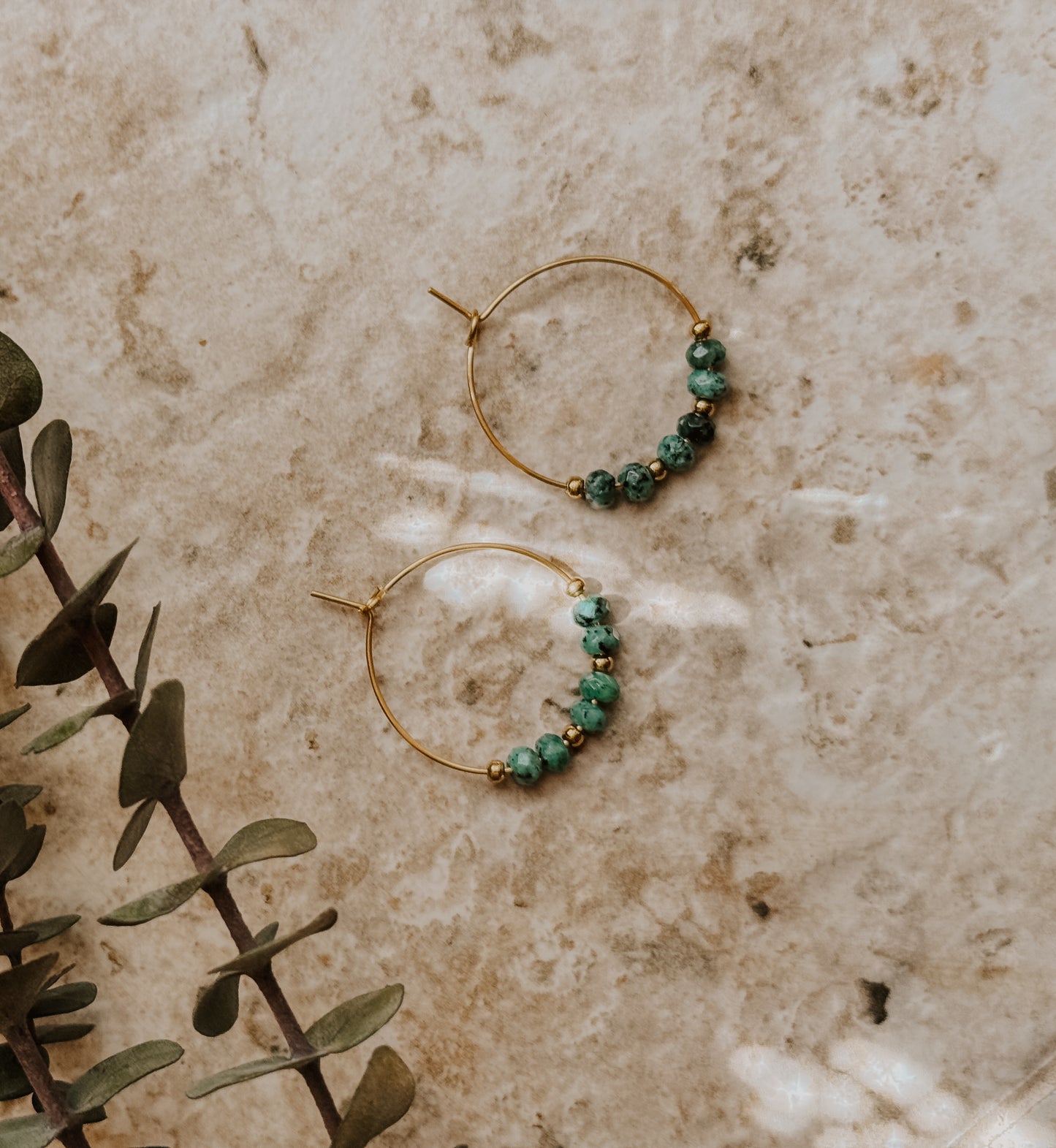 Beautiful Turquoise Stone Hoop Earrings