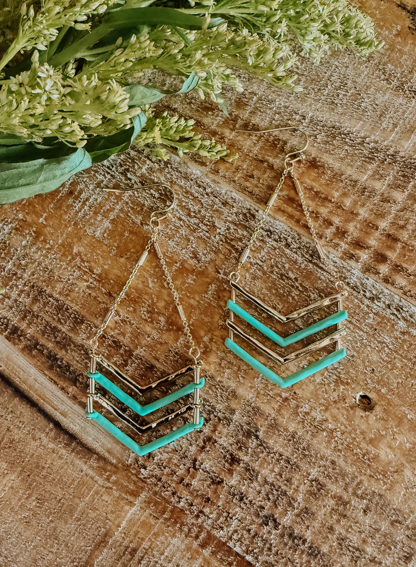 Beautiful Chevron Dangle Earrings