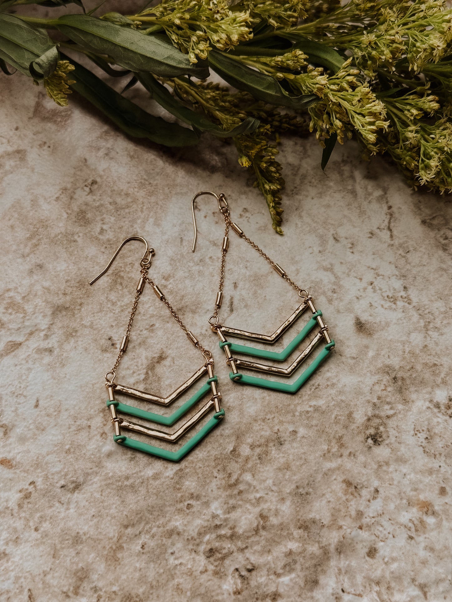 Beautiful Chevron Dangle Earrings