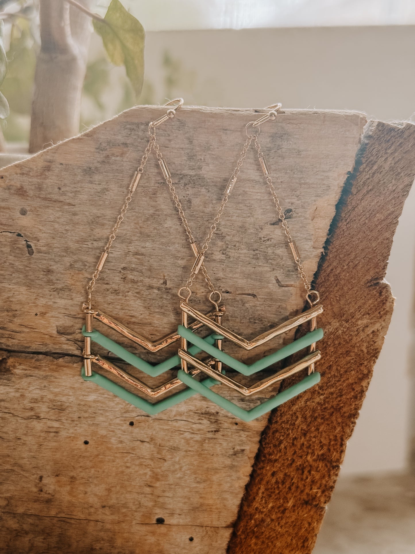 Beautiful Chevron Dangle Earrings