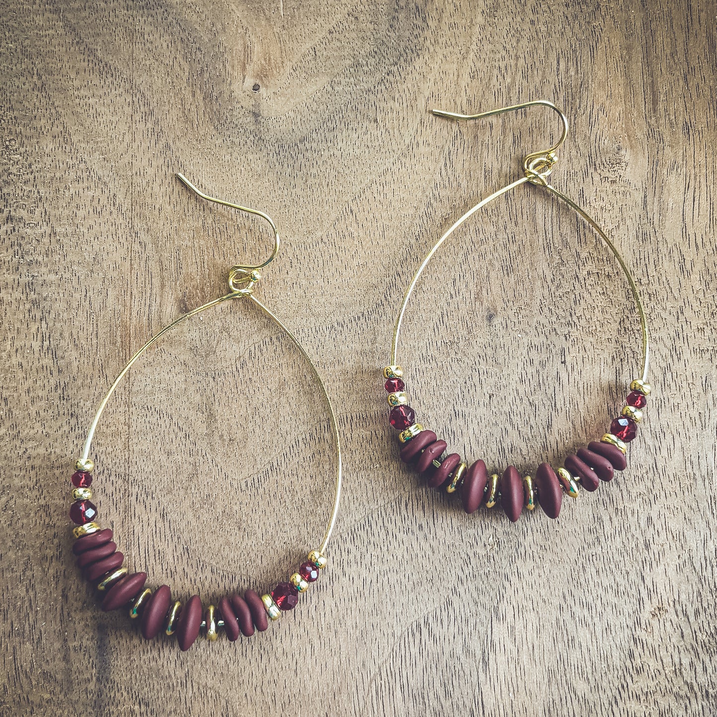 Beautiful Burgundy Beaded Dangle Earrings