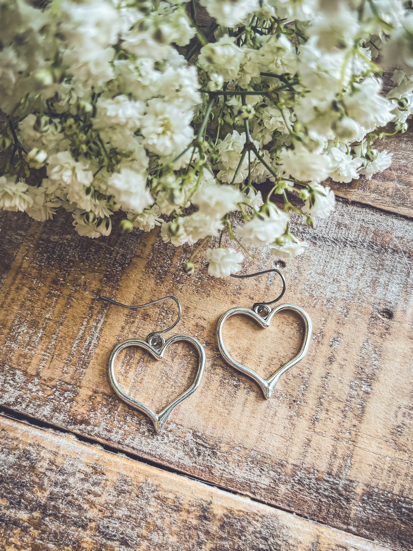 Beautiful Silver Heart Earrings