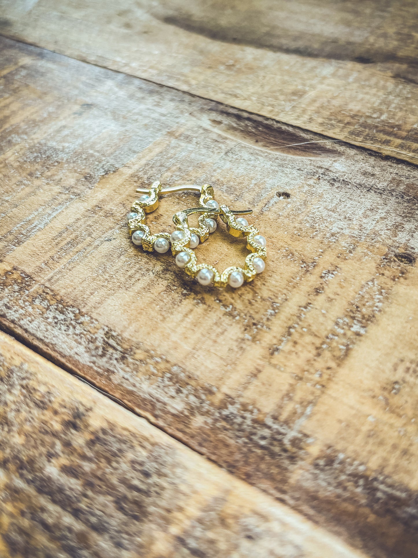 Beautiful Gold Pearl Hoops