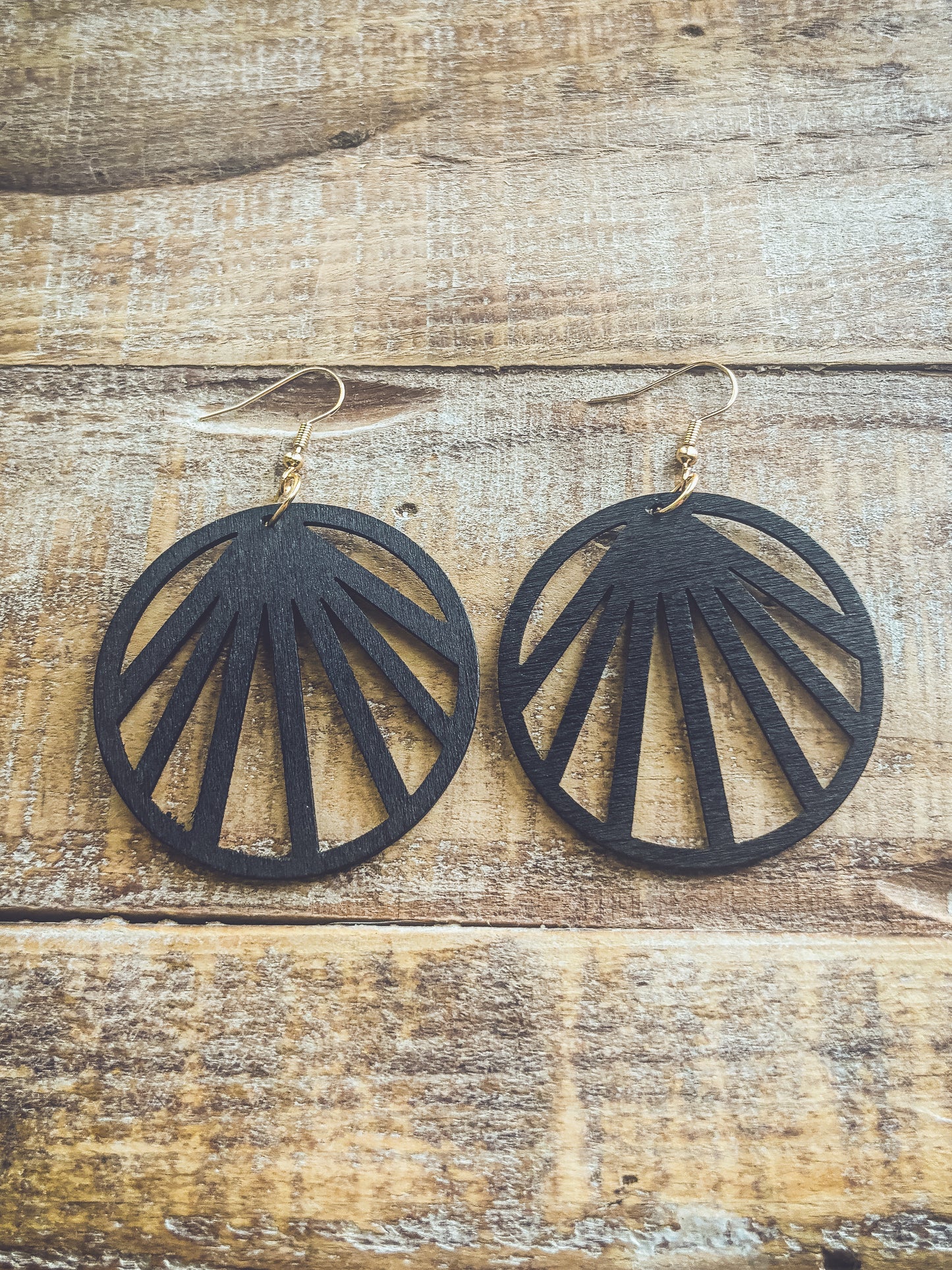 Beautiful Black Wooden Laser Cut Earrings