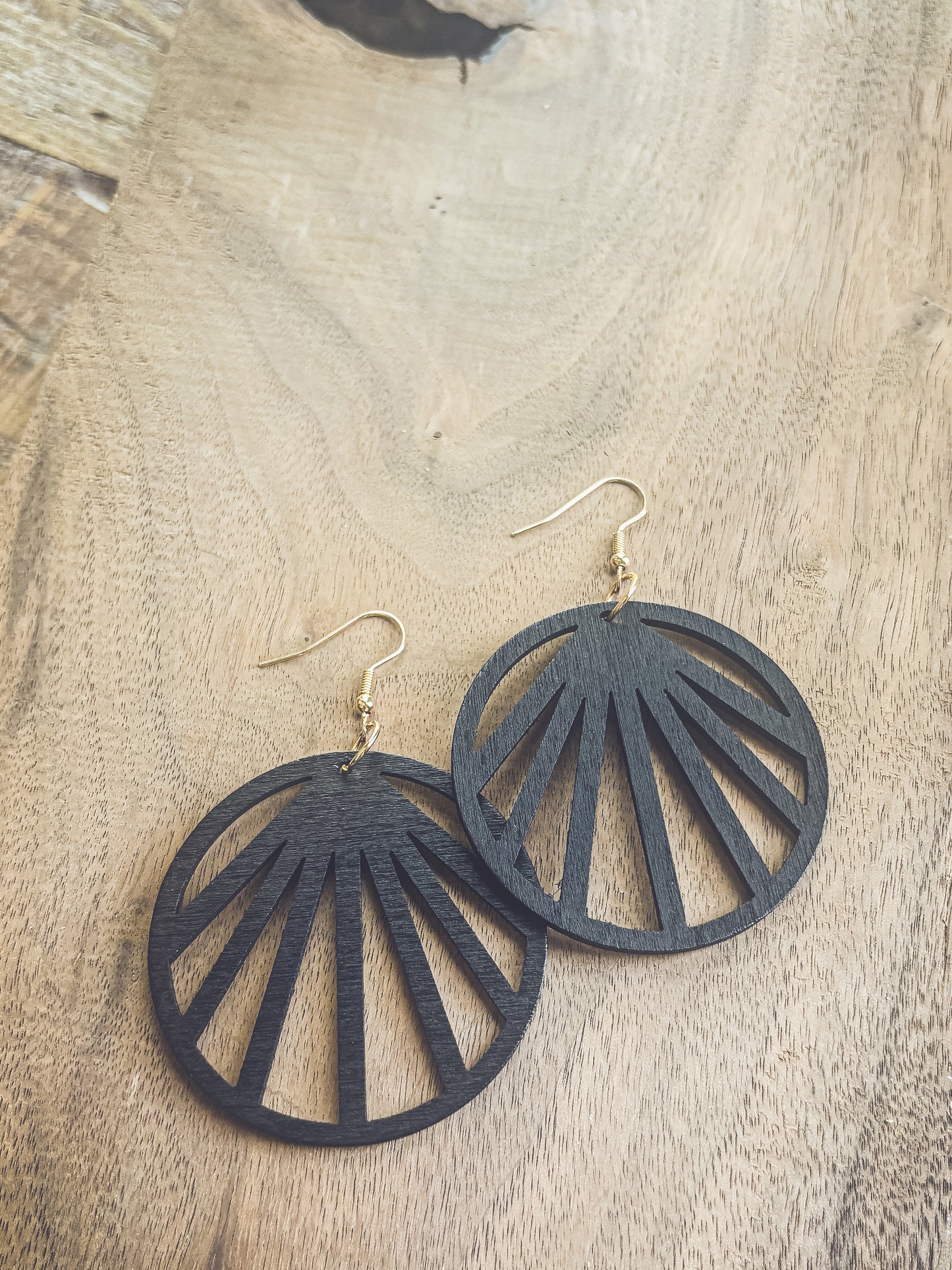 Beautiful Black Wooden Laser Cut Earrings