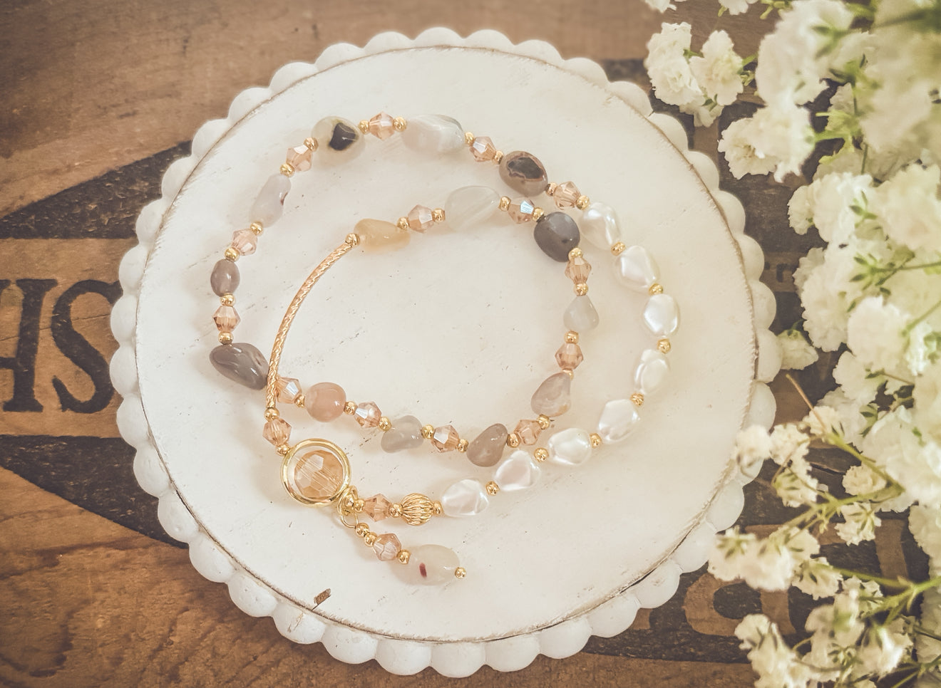 Beautiful Pearl and Stone Bracelet