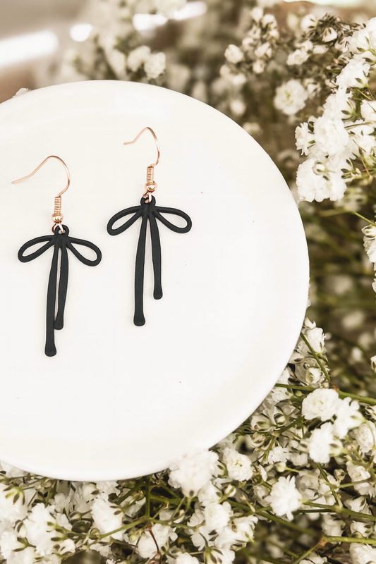 Adorable Black Bow Earrings