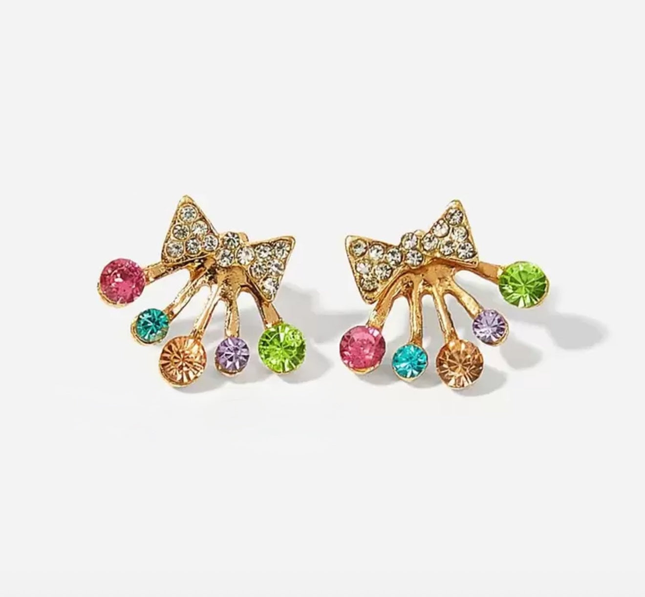 Beautiful Colorful Bow Jacket Earrings