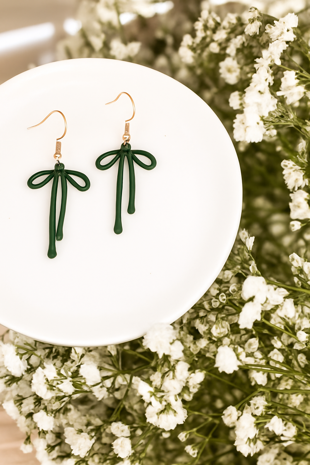 Adorable Green Bow Earrings