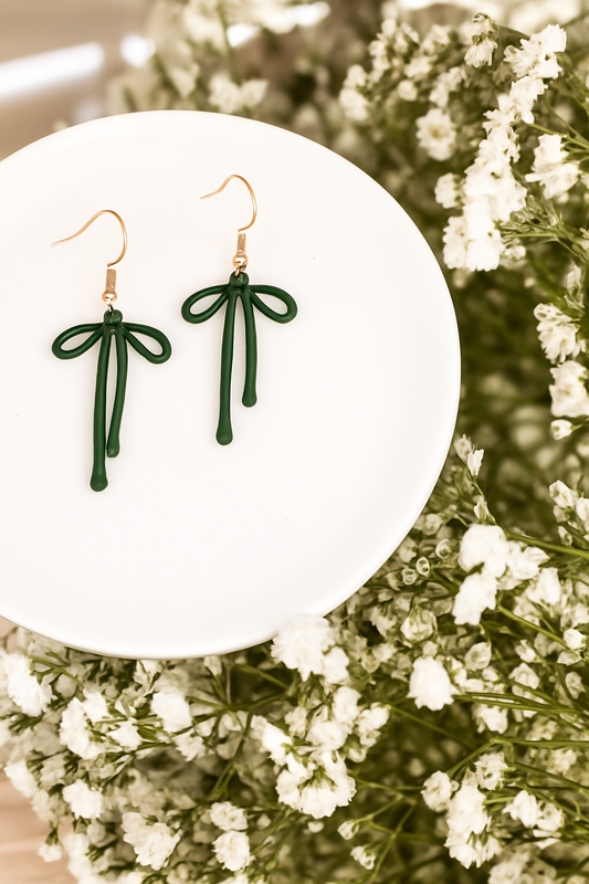 Adorable Green Bow Earrings