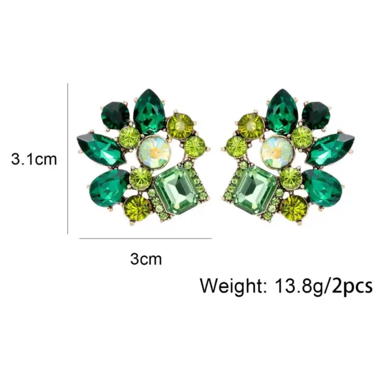 Beautiful Green Crystal Statement Earrings