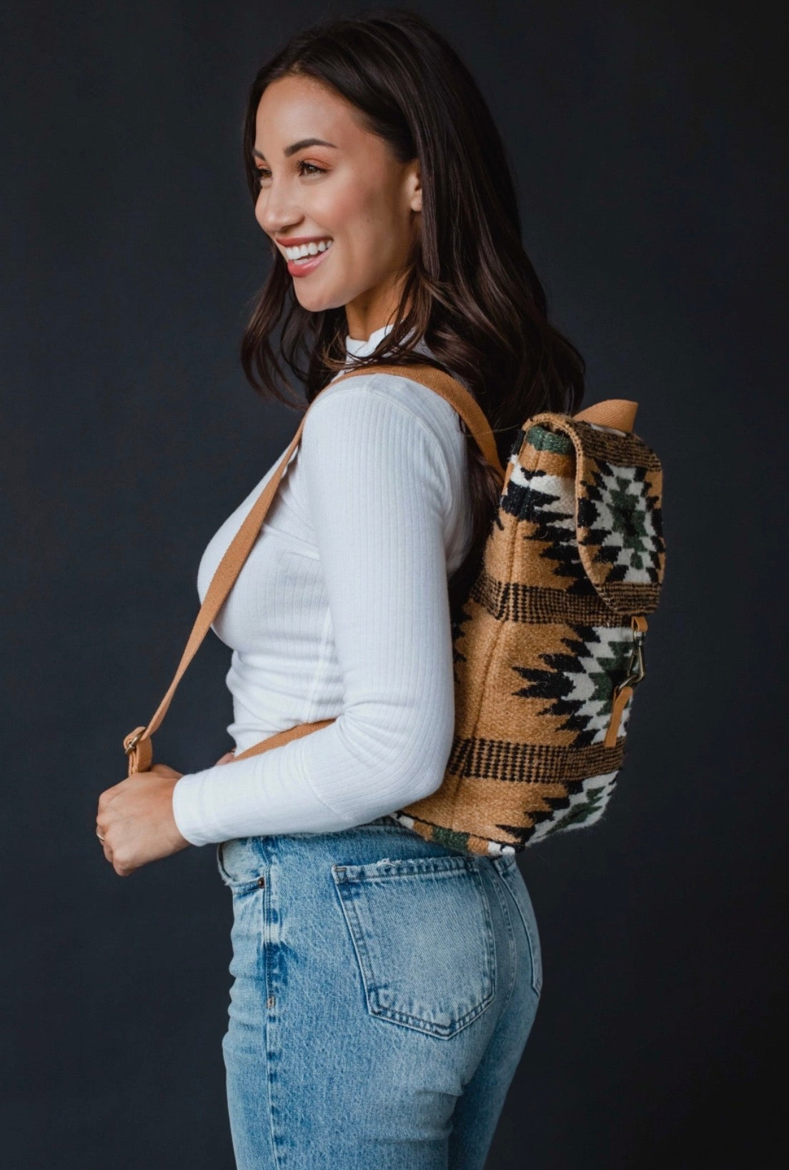 Brown, Black & Green Aztec Backpack