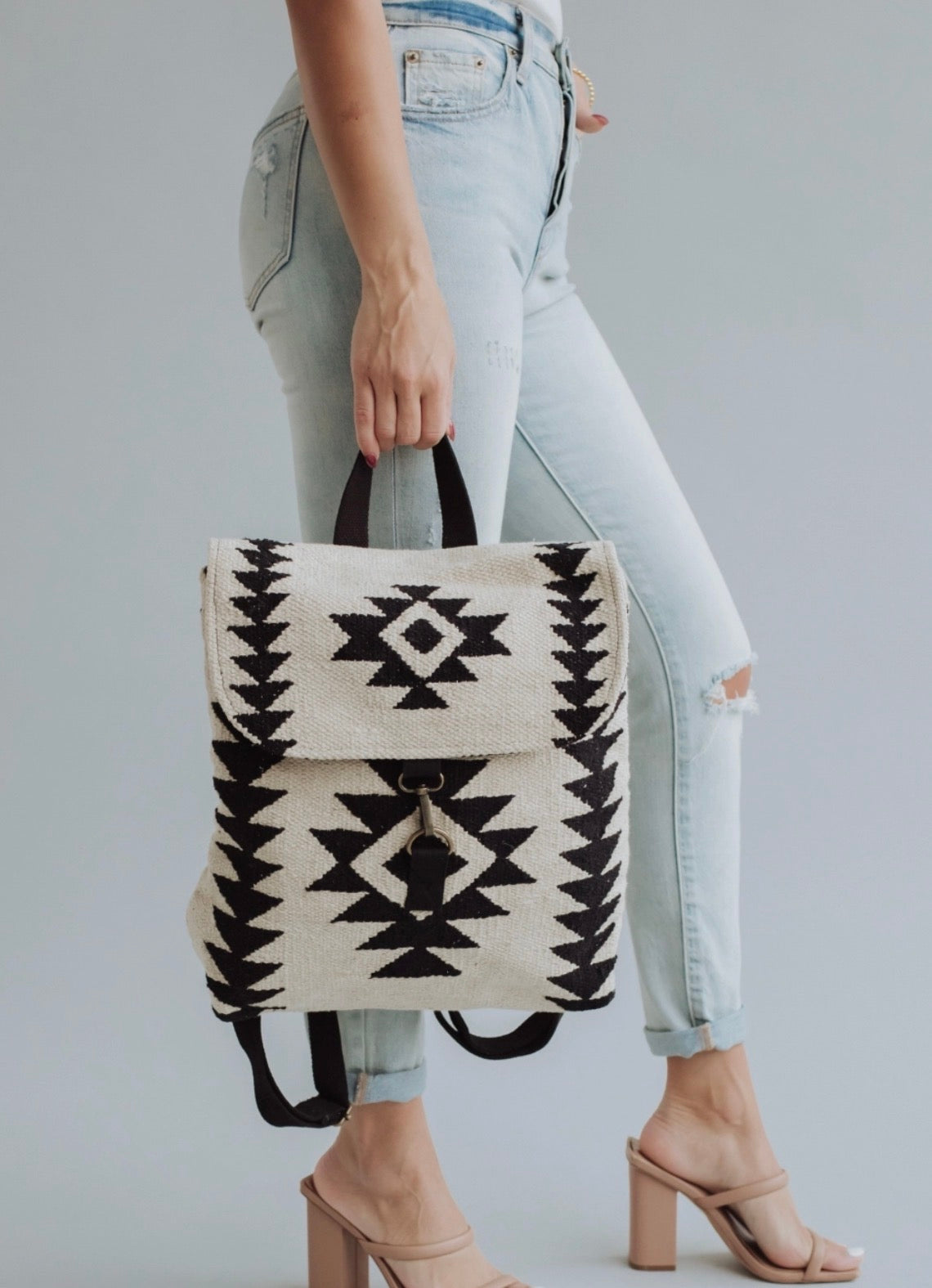 Cream & Black Aztec Backpack