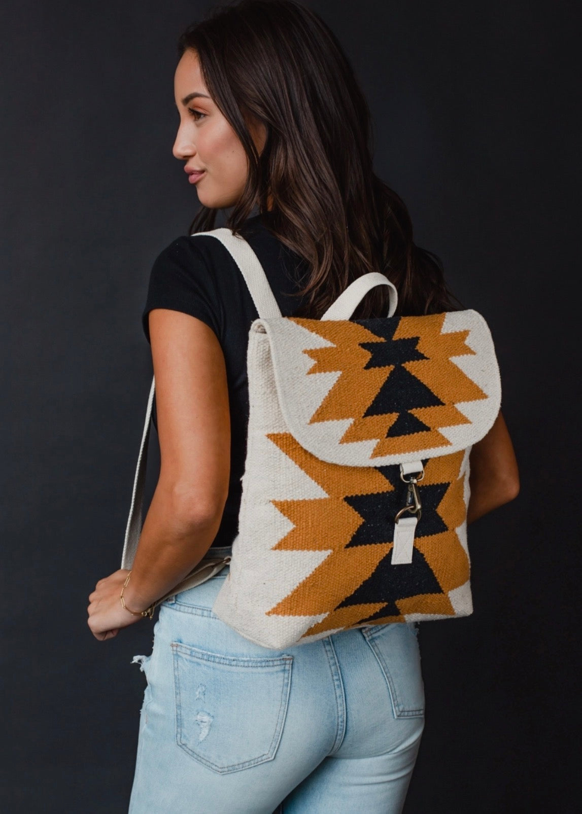 Cream, Camel & Black Aztec Backpack