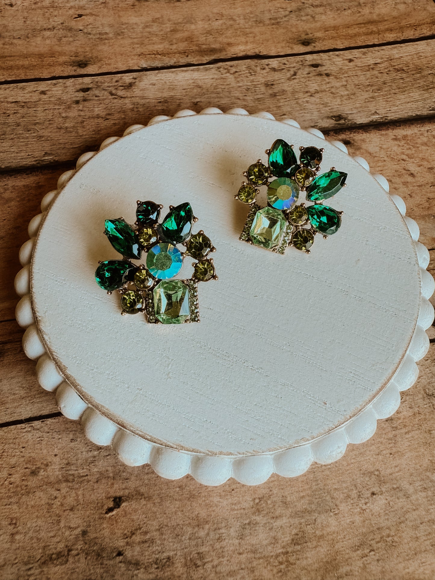 Beautiful Green Crystal Statement Earrings