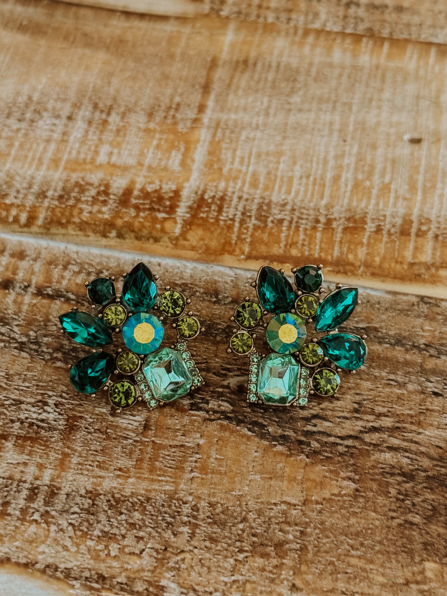 Beautiful Green Crystal Statement Earrings