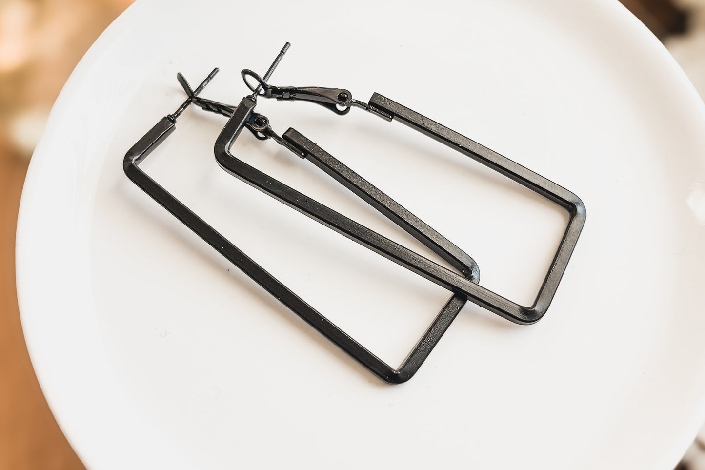 Beautiful Black Metal Rectangle Earrings