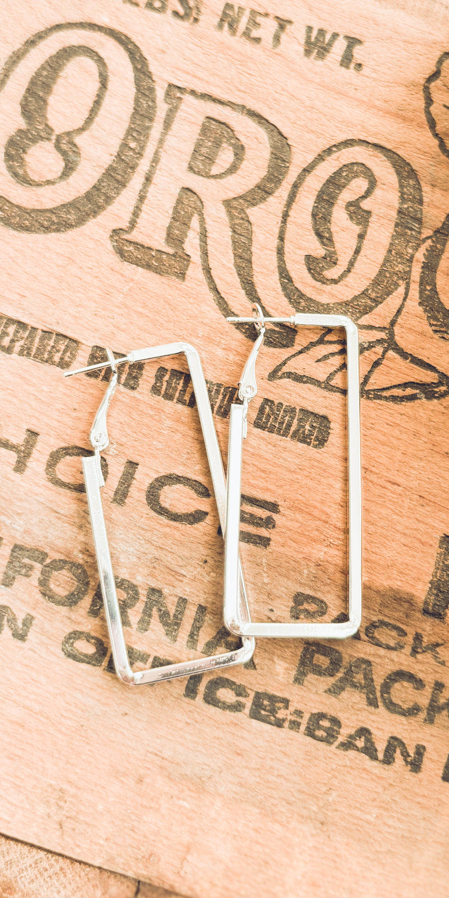 Beautiful Silver Rectangle Earrings