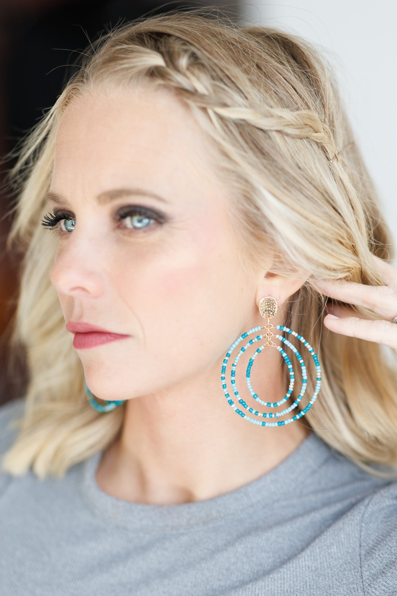 Beautiful Turquoise Beaded Statement Earrings