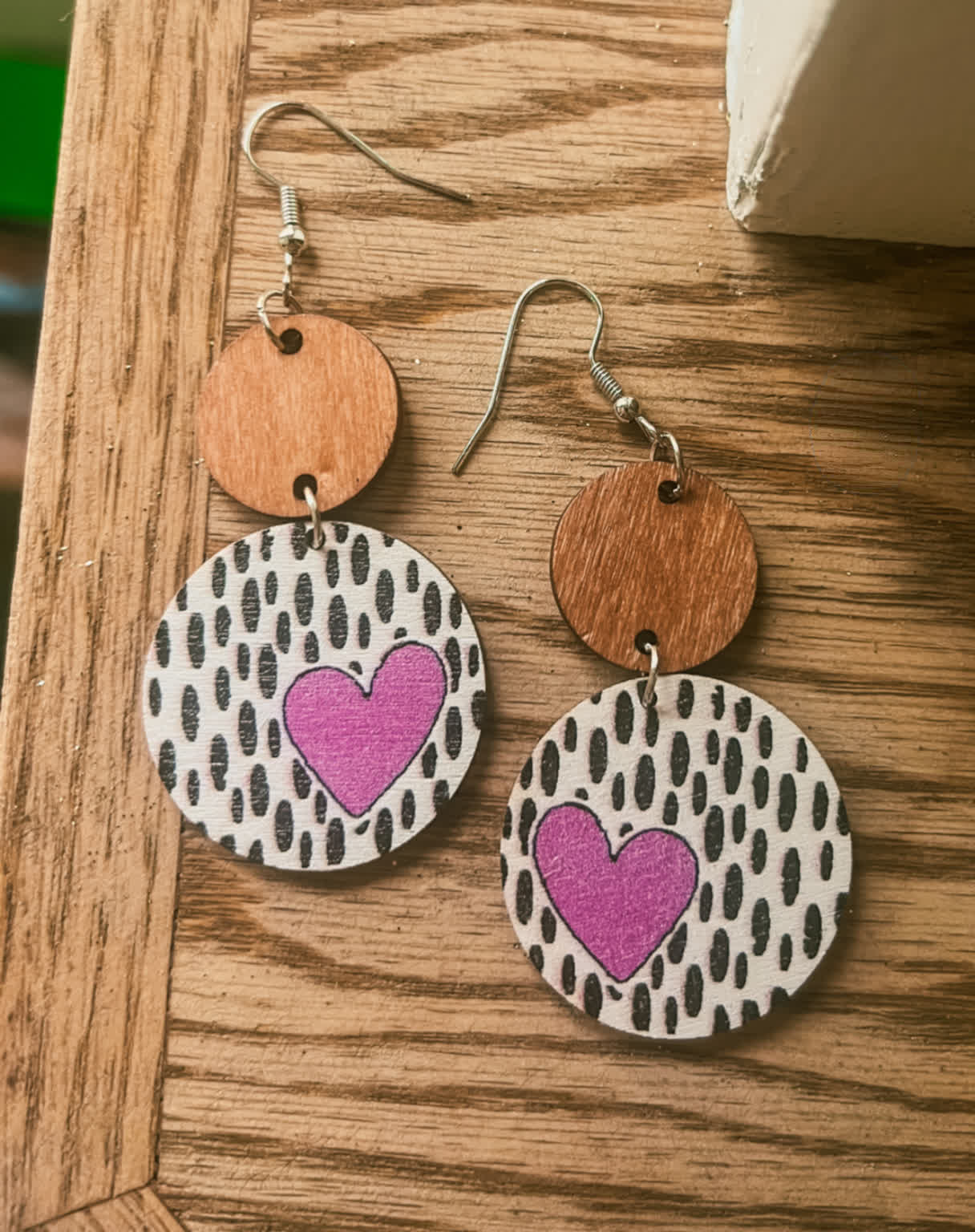 Beautiful Wood Heart Earrings