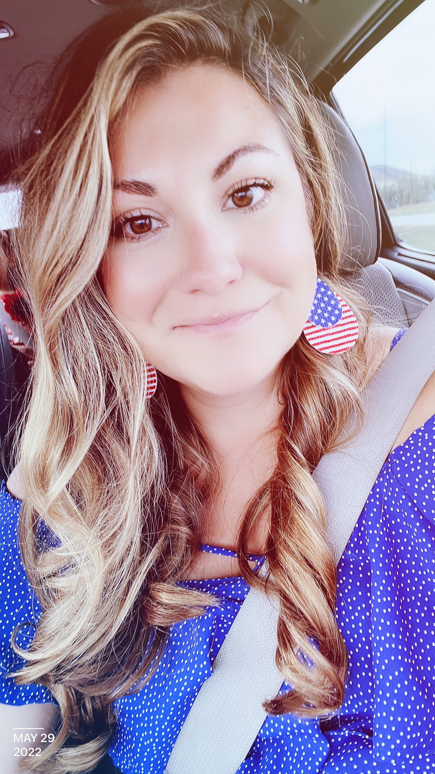Red, White and Blue, American Flag Drop Earrings