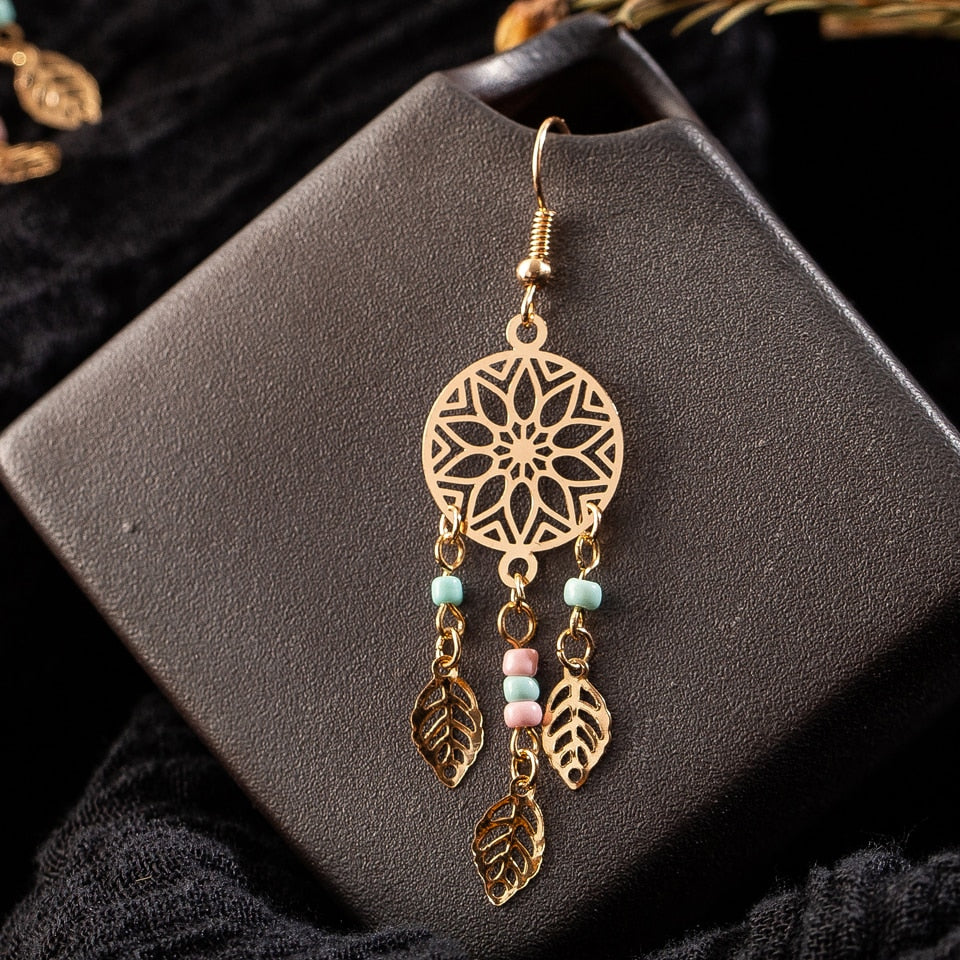 Gold Dream Catcher Earrings