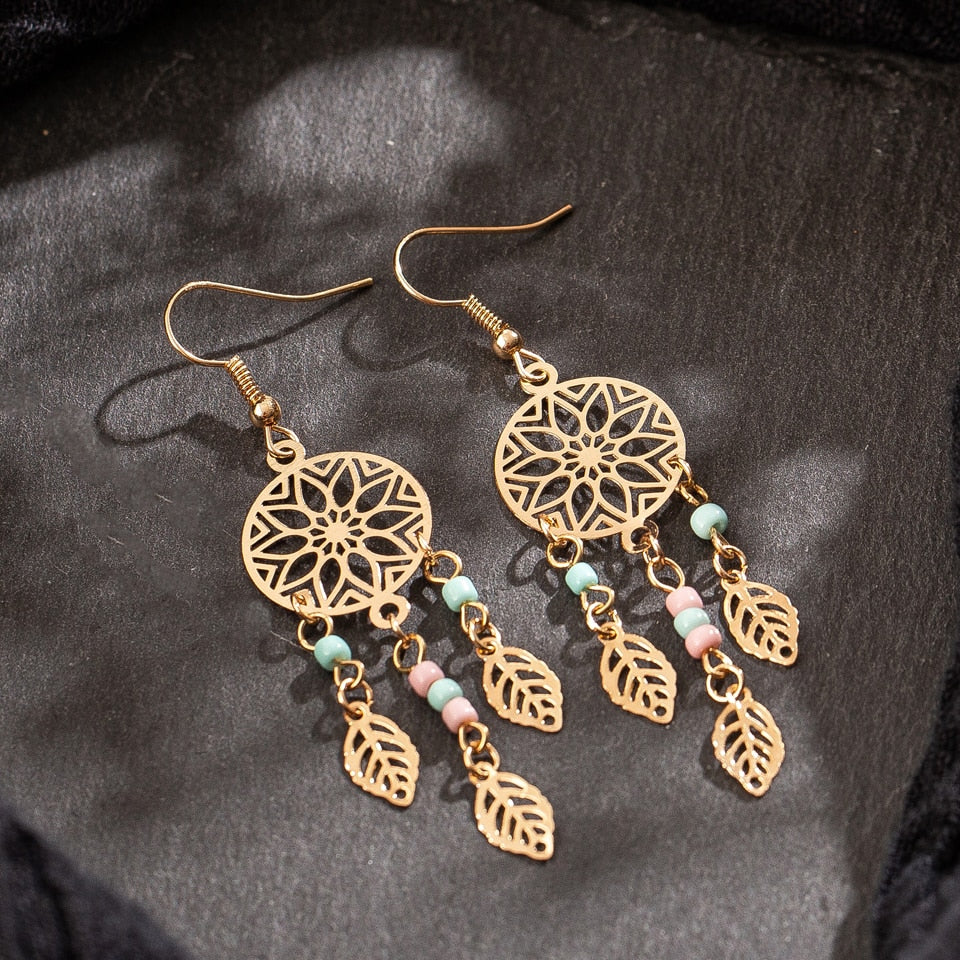 Gold Dream Catcher Earrings