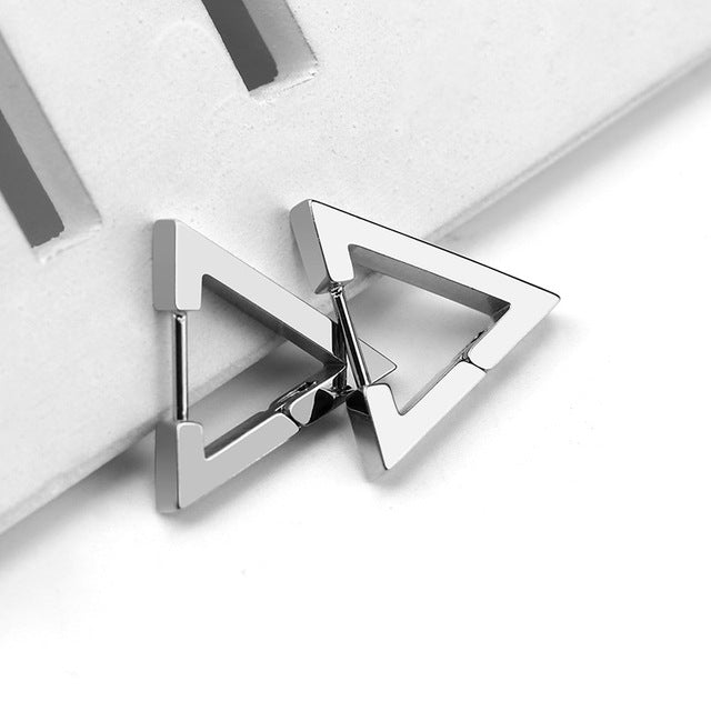 Beautiful Stainless Steel Triangle Huggie Earrings