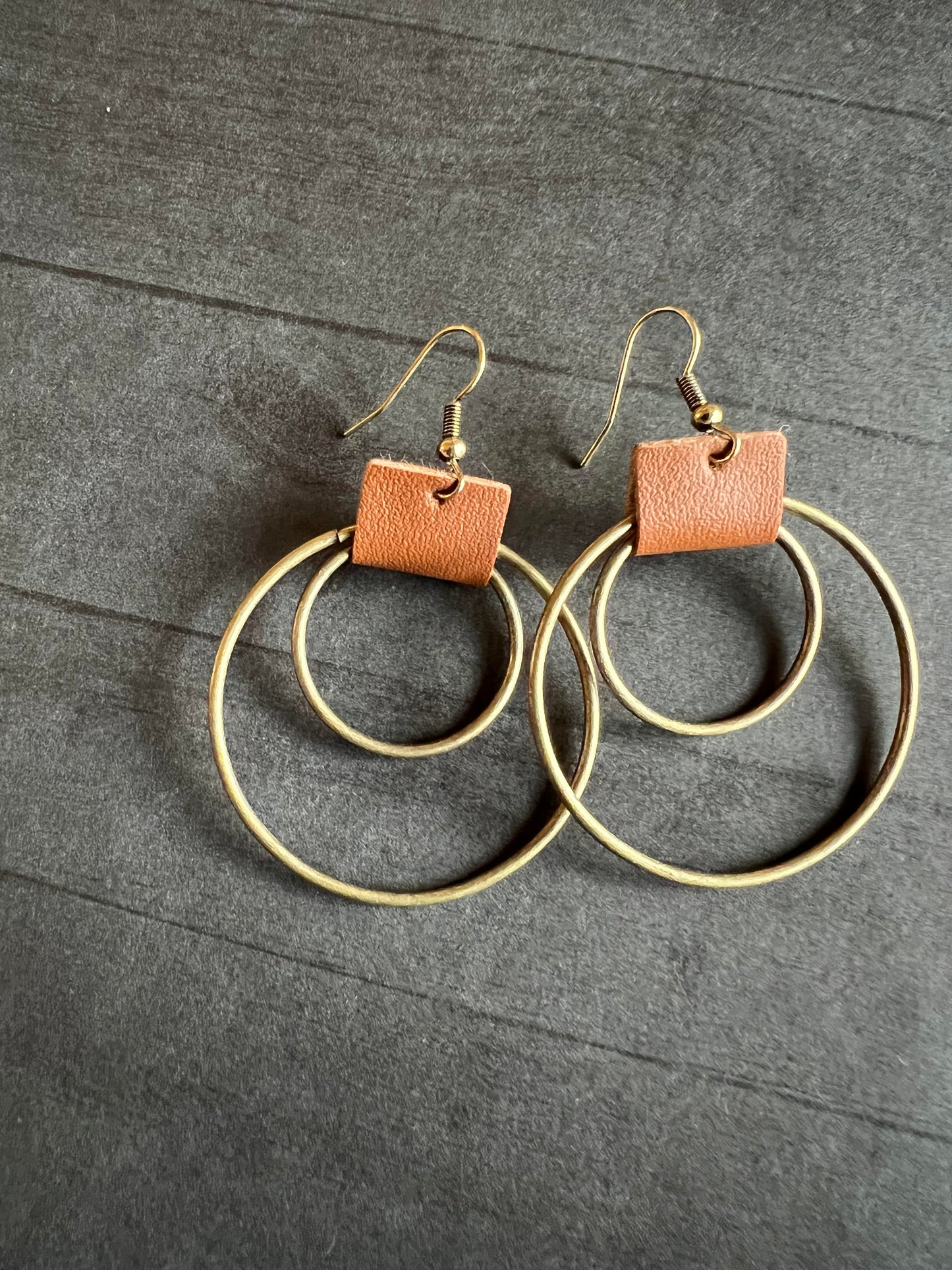 Beautiful Leather Hoop Earrings- Gold or Silver