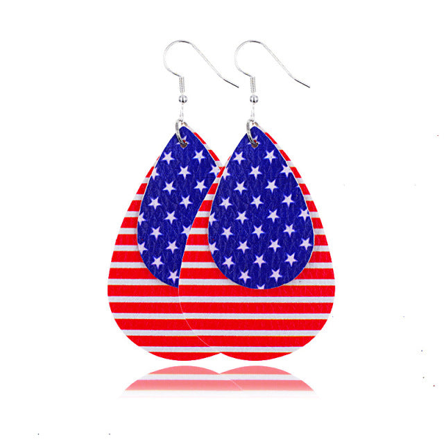 Red, White and Blue, American Flag Drop Earrings