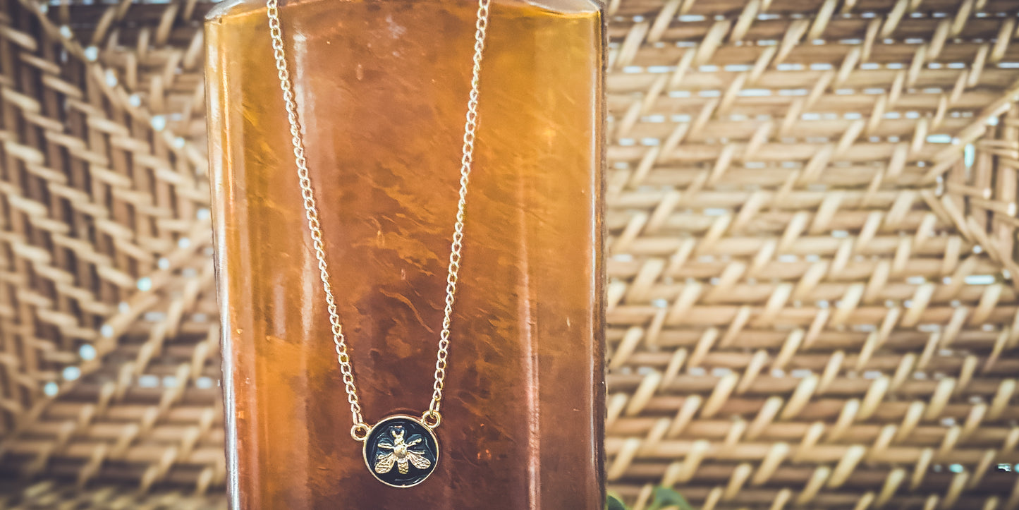 Beautiful Black and Gold Bee Necklace