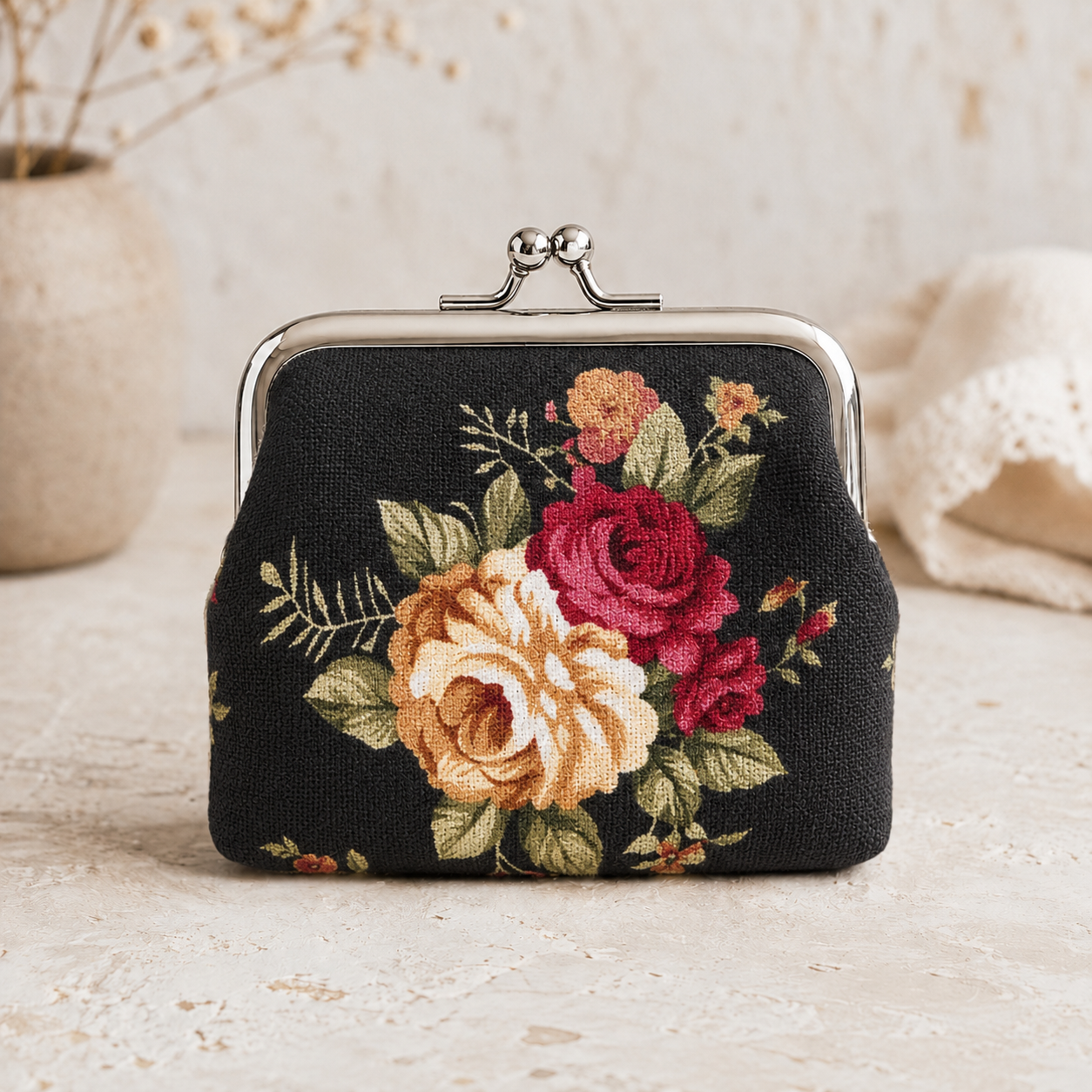 Vintage Victorian Floral Coin Purse