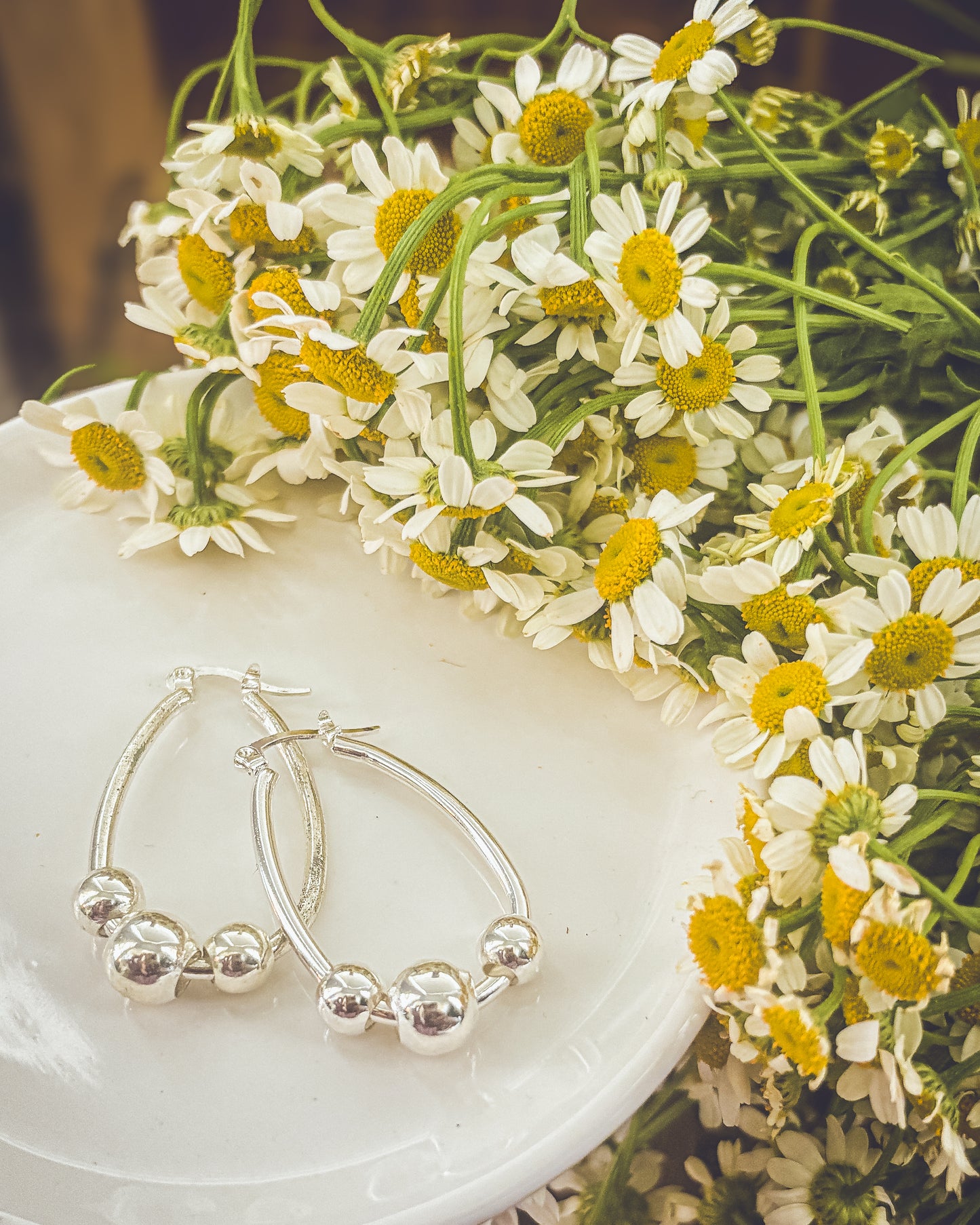 Beautiful Silver Hoop and Bauble Earrings