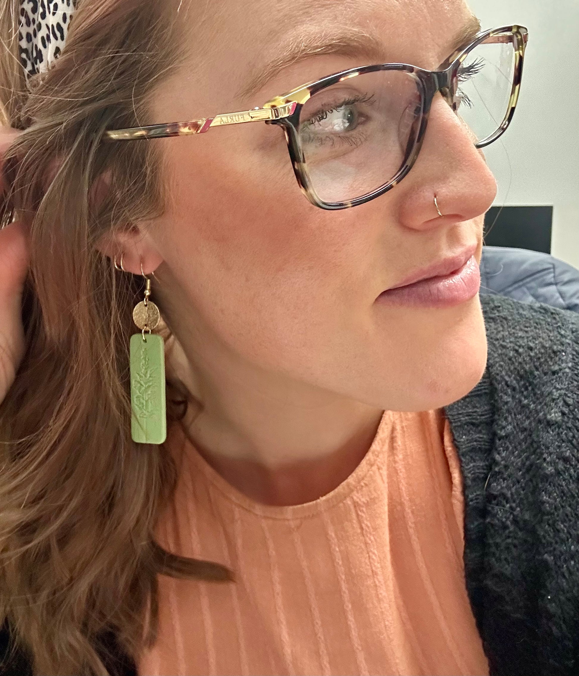 Beautiful Gold and Green Floral Earrings