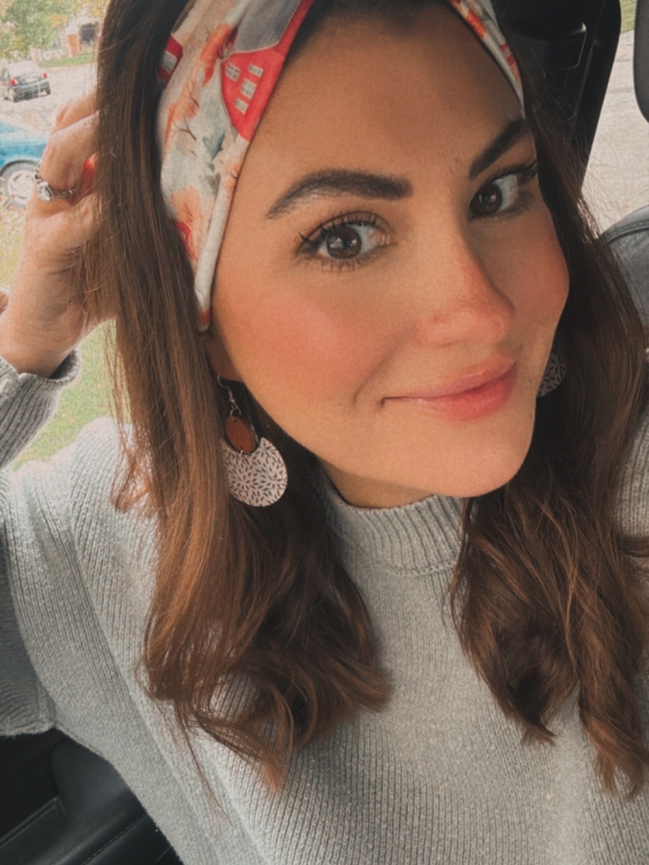 Beautiful Icy White Wood and Cork Earrings